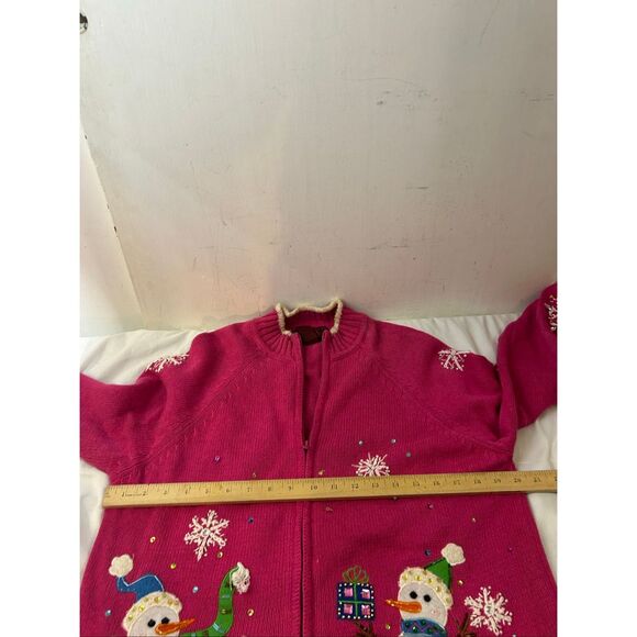 Star Blue originals Large L  Snowman pink Christmas sweater Snowflakes - Picture 7 of 8